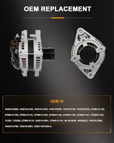 ROADFAR Alternator Compatible for for Toyota for RAV4 3.5L 2006 2007 2008, Replace 11323 in Kuwait