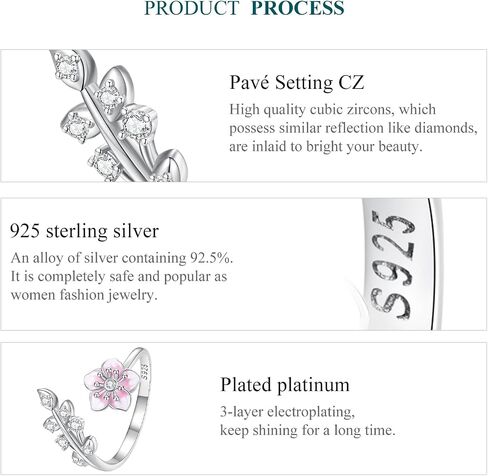 VOROCO 925 Sterling Silver Adjustable Open Ring Trendy Elegant Unique Open Ring Flower Cross Ring for Women Jewelry Gift in Saudi Arabia