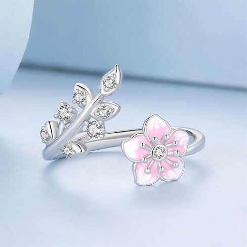 VOROCO 925 Sterling Silver Adjustable Open Ring Trendy Elegant Unique Open Ring Flower Cross Ring for Women Jewelry Gift in Saudi Arabia