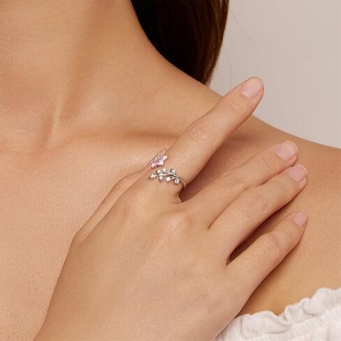 VOROCO 925 Sterling Silver Adjustable Open Ring Trendy Elegant Unique Open Ring Flower Cross Ring for Women Jewelry Gift in Saudi Arabia