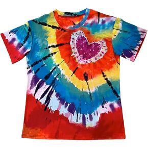 Valentine Shirts Women Tie Dye Love Heart Graphic Print T Shirt Short Sleeve Valentine Day Shirts Tee Tops