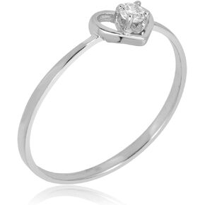 AVORA 10K Gold Simulated Diamond CZ Open Heart Ring