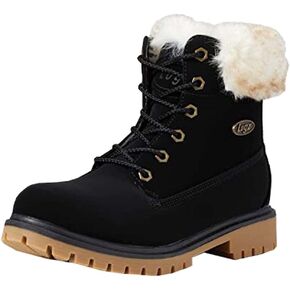 حذاء نسائي من Lugz Rucker Hi برباط من الفرو الصناعي وكعب منخفض للكاحل 1-2 بوصة - بني، عنابي