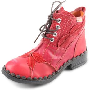 CHSHOER Women Shoes Patchwork Washed Leather Shoes Lace-up Women's Ankle Boots