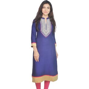 Indian Women's Embroidered Rayon Kurti Top