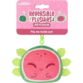 TeeTurtle Plushiverse - Reversible Plushie Keychain - Sweet & Sour - Cute Kawaii Pink and Green Watermelon Axolotl - Novelty Clip-On Reversible Plush