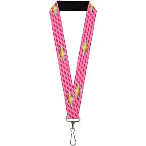 Buckle-Down Women's Lanyard-1.0"-Chevy Gold Bowtie W/Logo Pink