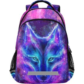 ALAZA Wolf Print Galaxy Starry Sky Animal Backpack Purse for Women Men Personalized Laptop Notebook Tablet School Bag Stylish Casual Daypack, 13 14 15.6 inch