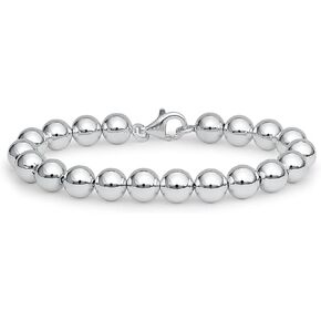 ARGENTO REALE 925 Sterling Silver Italian Handmade 4MM-10MM Bead Ball Chain Bracelet and Necklace for Women, Silver Bead Bracelet, Womens Silver Bracelets in Kuwait