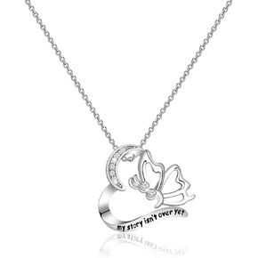 CHOORO Semicolon Butterfly Necklace My Story Isn¡¯t Over Yet Semicolon Jewelry Warrior Fighter Semicolon Suicide Prevention Gift(my story)