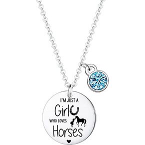Horse Jewelry Horse Charm Necklace Gift for Girls Just A Girl Who Loves Horses Jewelry Funny Animal Lover Gift Necklace Horse Gifts for Girls Necklace for Women Graduation Gift
