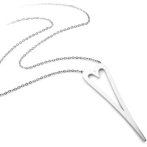 555Jewelry Stainless Steel Long Stretched Heart Necklace for Women & Girls