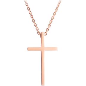 MiniJewelry Simple Cross Pendant Necklaces for Women Girls Birthday Mother's Day Religion Jesus Family Christmas God Silver Rose Gold, 18 Inch
