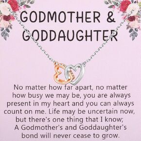 Godmother And Goddaughter Necklace With Card Goddaughter Baptism Graduation Birthday Jewelry Godmother Appreciation Gift