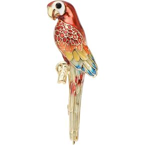 Vintage Multicolor Hand-Painted Enamel Crystal Parrot Bird Brooch Pin Lapel Pins Breastpin Broach Custom Jewelry for Women Men Gift