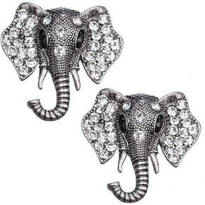 2pcs Crystal Elephant Animal Brooch Pins Set for Women Corsage Brooches Pin for Unisex Vintage Brooch Pin Jewelry