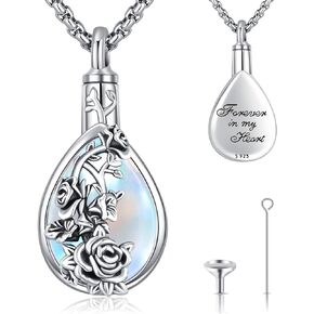 LOOVE Urn Necklace for Ashes for Women/Men 925 Sterling Silver Cremation Jewelry w/Funnel Filler Memorial Jewelry Gifts