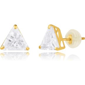 10k Solid Gold CZ Stud Earrings in Unique Styles | Hypoallergenic and No-Poke Earrings for 24/7 Wear by MAX + STONE