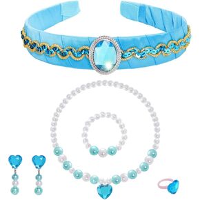 Jmkcoz Girls Princess Costume Headband Necklace Kids Dress up Accessories Halloween Party Cosplay Chritmas Gifts