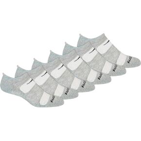 Saucony Men's Mesh Ventilating Comfort Fit Performance Tab Socks, 6/12, M-XL, Grey (6 Pairs), X-Large