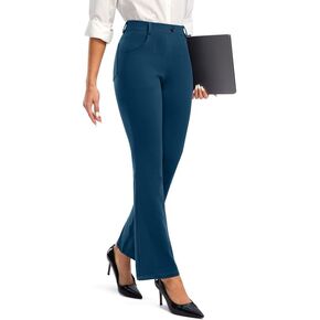 Rammus Womens Dress Pants with Pockets Stretchy Business Casual Work Pants Bootcut Slacks for Office Navy