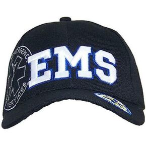 AES Embroidered Black EMS Medical Shadow Baseball Style Cap Hat