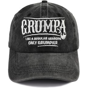 Funny Grumpa Hats for Grandpa Birthday Gifts, Embroidered Adjustable Wash Denim Cotton Baseball Cap