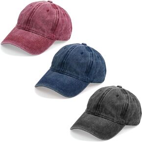 3PCS Classic Baseball Cap, Low Profile Hats Adjustable Washed Plain Baseball Hat Cap Dad Hat for Men Women