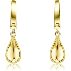 14K Gold/White Plated Lightweight Teardrop Drop/Dangle Huggie Earrings for Women Waterdrop Hoop Earrings