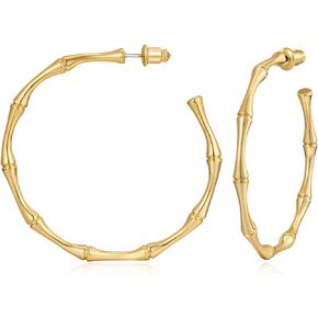 هيسويل اقراط حلقية ذهبية رفيعة للنساء، اقراط حلقية ذهبية من الخيزران للنساء، هدية مجوهرات بسيطة in Kuwait