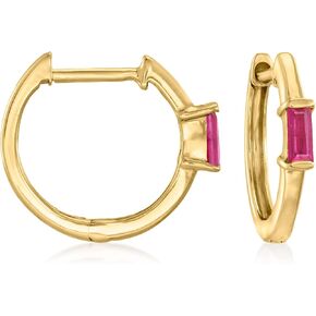RS Pure by Ross-Simons 0.10 ct. t.w. Ruby Huggie Hoop Earrings in 14kt Yellow Gold, Gemstone, Ruby in Kuwait