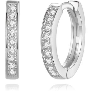 925 Sterling Silver Cubic Zirconia Huggie Hoop Earrings