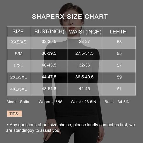 SHAPERX Seamless Women's Long Sleeve Shirts Mock Turtleneck Slim Fit Tops Basic Tee in Saudi Arabia