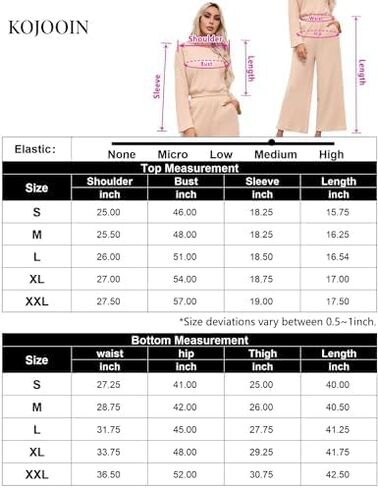 KOJOOIN Women’s Two Piece Outfits Long Sleeve Ribbed Top Wide Leg Pants Knit Sweatsuit Loungewear Sweatsuit Set Tracksuit in Saudi Arabia