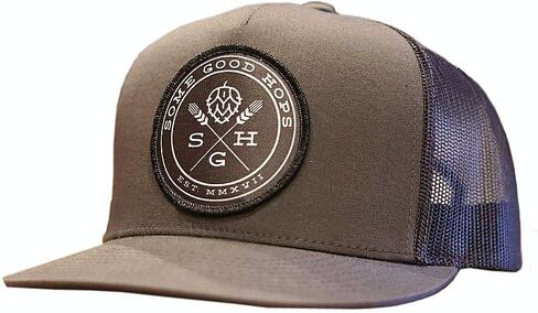Some Good Hops Charcoal Grey Hat with Black Logo Circular Patch - Craft Beer Inspired Apparel Snapback in Saudi Arabia