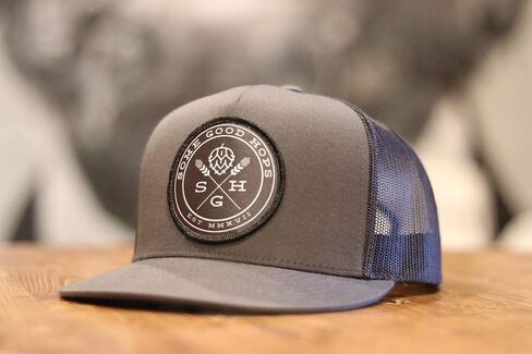 Some Good Hops Charcoal Grey Hat with Black Logo Circular Patch - Craft Beer Inspired Apparel Snapback in Saudi Arabia
