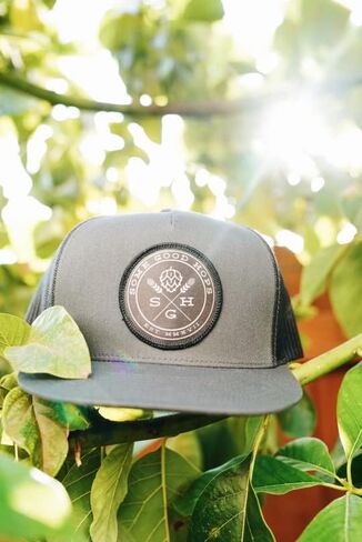 Some Good Hops Charcoal Grey Hat with Black Logo Circular Patch - Craft Beer Inspired Apparel Snapback in Saudi Arabia