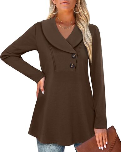 سترة نسائية من Gaharu بأزرار وأكمام طويلة وقمصان خفيفة الوزن مع طية صدر السترة in Kuwait