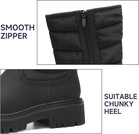 EETTARO Women's Mid Calf Boots Fashion Winter Snow Boot Warm Fur-Lined Side Zip Platform Booties in Kuwait