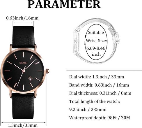 ساعات CakCity Fashion Simple للنساء - ساعة كلاسيكية تناظرية مقاومة للماء للنساء مع تاريخ كوارتز كاجوال للجنسين ساعة معصم للسيدات بسوار شبكي من الفولاذ المقاوم للصدأ in Kuwait