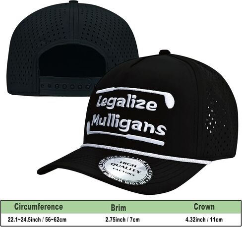 Funny Golf Hats for Men,Golf Rope Hat for Men,Legalize Mulligans - Black in Kuwait