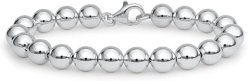 ARGENTO REALE 925 Sterling Silver Italian Handmade 4MM-10MM Bead Ball Chain Bracelet and Necklace for Women, Silver Bead Bracelet, Womens Silver Bracelets in Kuwait