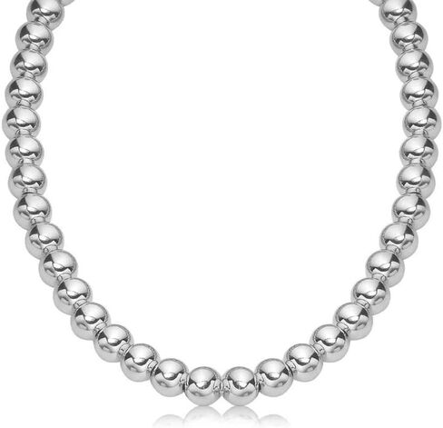 ARGENTO REALE 925 Sterling Silver Italian Handmade 4MM-10MM Bead Ball Chain Bracelet and Necklace for Women, Silver Bead Bracelet, Womens Silver Bracelets in Kuwait