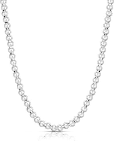 ARGENTO REALE 925 Sterling Silver Italian Handmade 4MM-10MM Bead Ball Chain Bracelet and Necklace for Women, Silver Bead Bracelet, Womens Silver Bracelets in Kuwait
