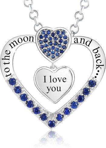 Christmas Girlfriend Birthday Gift, I Love You to The Moon and Back Infinity Heart Pendant Necklace, Fashion Jewelry for Women Girls, Anniversary Thanksgiving in Saudi Arabia