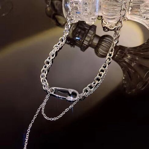 Buyongwant Irregular Necklace Pin Tassel Pendant Zircon Y2k Necklace Sweet Fashion Cool Jewelry Girl Christmas Valentine's Day Gift in Kuwait