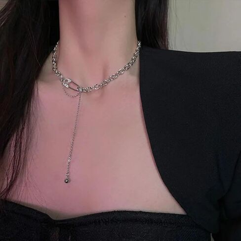 Buyongwant Irregular Necklace Pin Tassel Pendant Zircon Y2k Necklace Sweet Fashion Cool Jewelry Girl Christmas Valentine's Day Gift in Kuwait