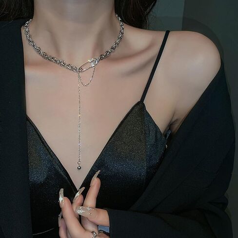 Buyongwant Irregular Necklace Pin Tassel Pendant Zircon Y2k Necklace Sweet Fashion Cool Jewelry Girl Christmas Valentine's Day Gift in Kuwait