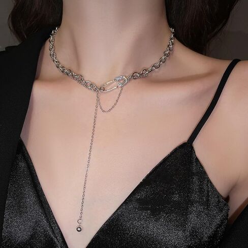 Buyongwant Irregular Necklace Pin Tassel Pendant Zircon Y2k Necklace Sweet Fashion Cool Jewelry Girl Christmas Valentine's Day Gift in Kuwait