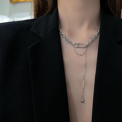 Buyongwant Irregular Necklace Pin Tassel Pendant Zircon Y2k Necklace Sweet Fashion Cool Jewelry Girl Christmas Valentine's Day Gift in Kuwait